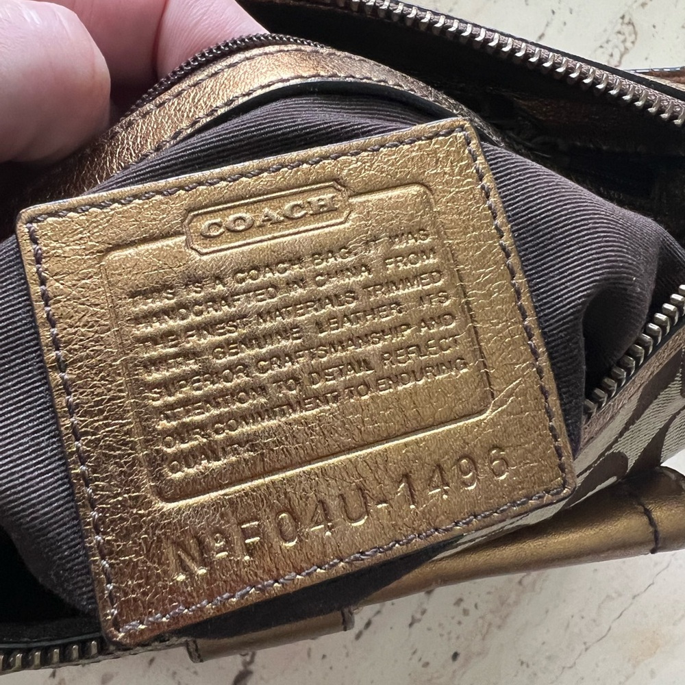 Vintage 2004 Fall Special Edition Coach Gold and Brown Shoulder Bag with Suede - Picture 5 of 12